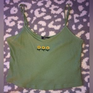 Shein Sunflower Cropped Tank Top
